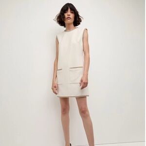 Veronica Beard Ravena Dress sz 14. Ivory with brown trim